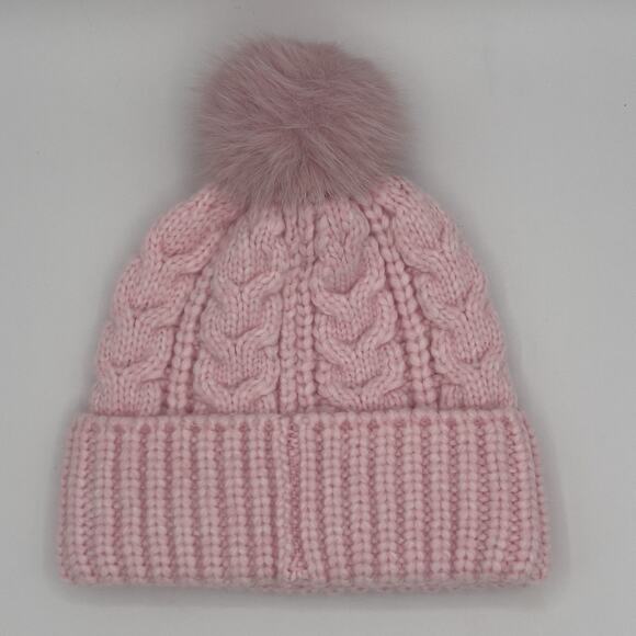 Victoria's Secret Beanie Hat Womens Pretty Pink Blossom Bling Patch Pom One Size - Picture 2 of 5